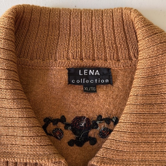 Vintage Wool Cardigan Sweater Grandma Coastal Embroidered Flowers - Picture 13 of 17